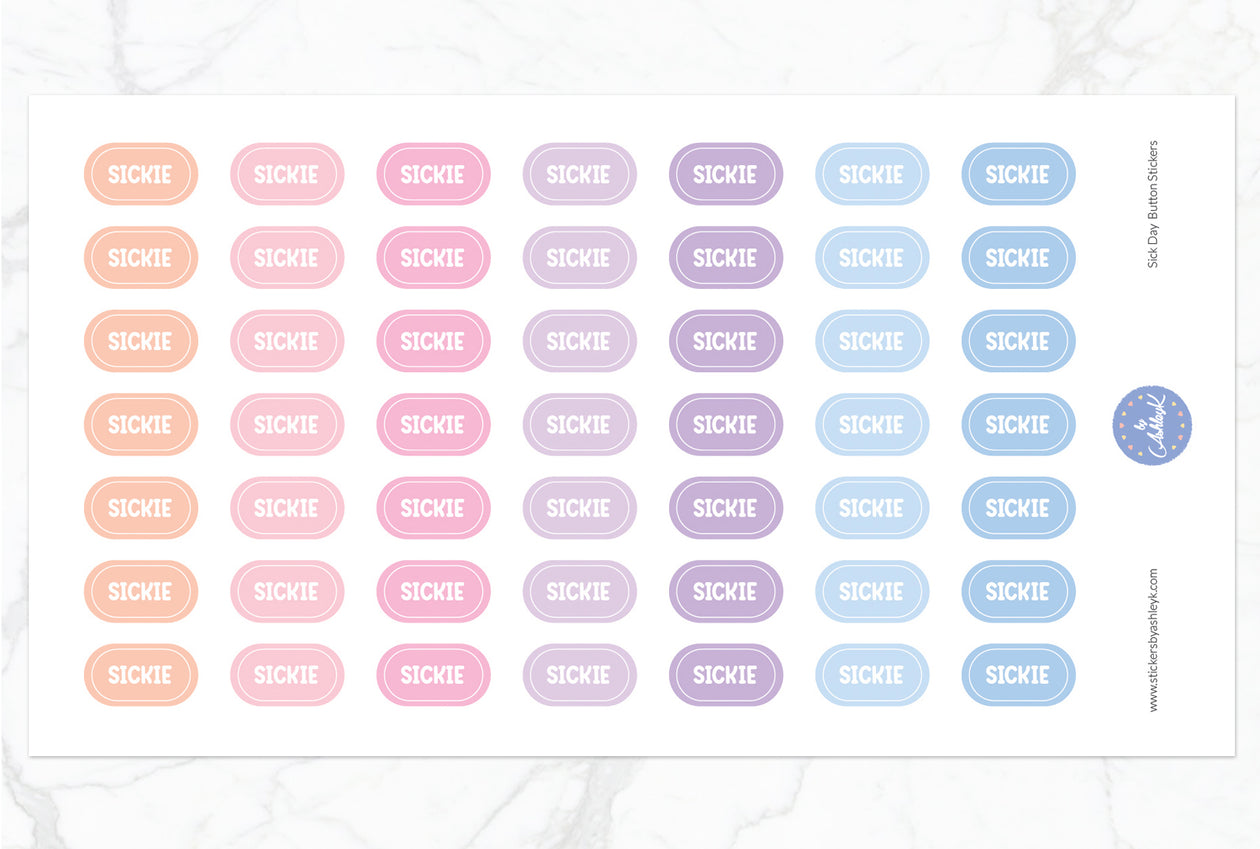 Sick Day Button Stickers - Pastel Sunset