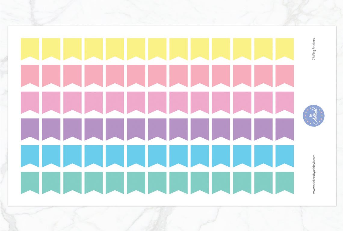 78 Small Flag Stickers - Pastel