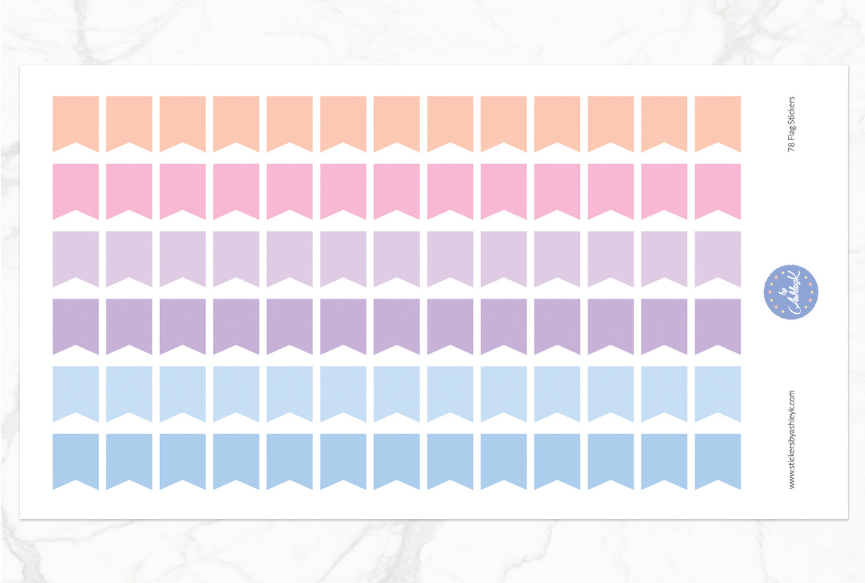 78 Small Flag Stickers - Pastel Sunset