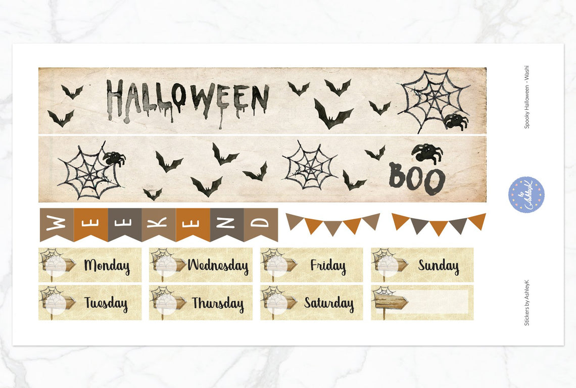 Spooky Halloween Weekly Kit  - Washi Sheet