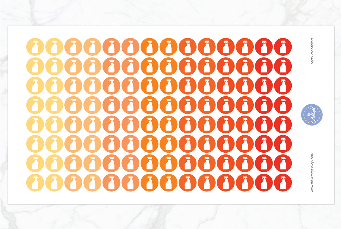 Spray Icon Round Stickers - Orange