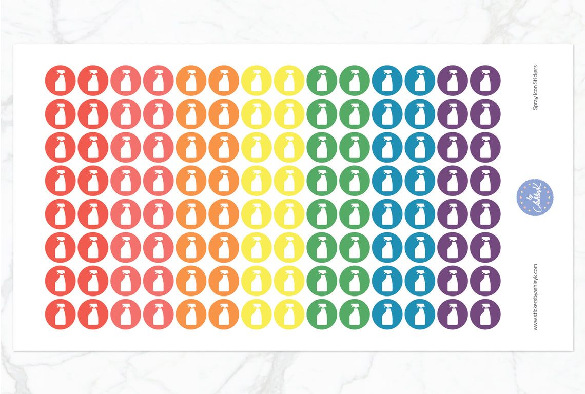 Spray Icon Round Stickers - Pastel Rainbow