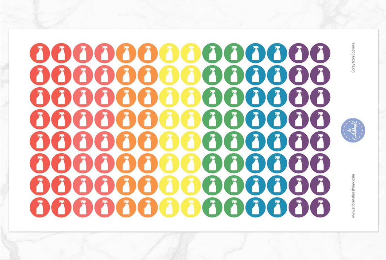 Spray Icon Round Stickers - Pastel Rainbow