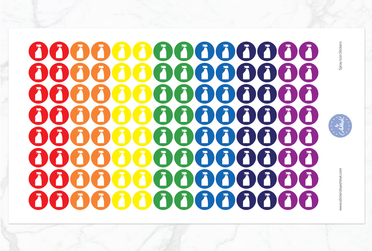 Spray Icon Round Stickers - Rainbow