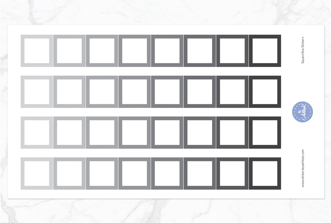 Square Box Stickers - Monochrome