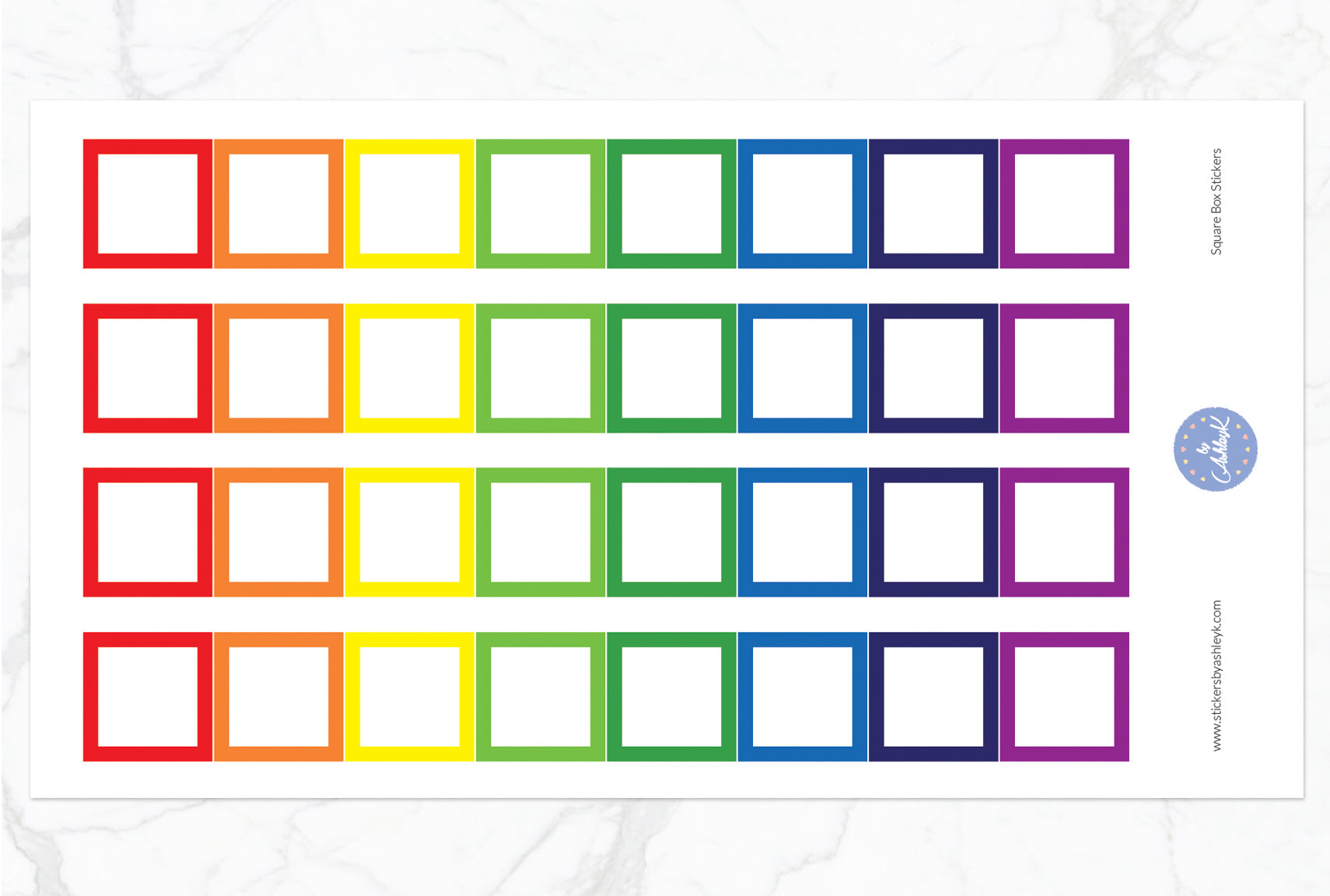 Square Box Stickers - Rainbow