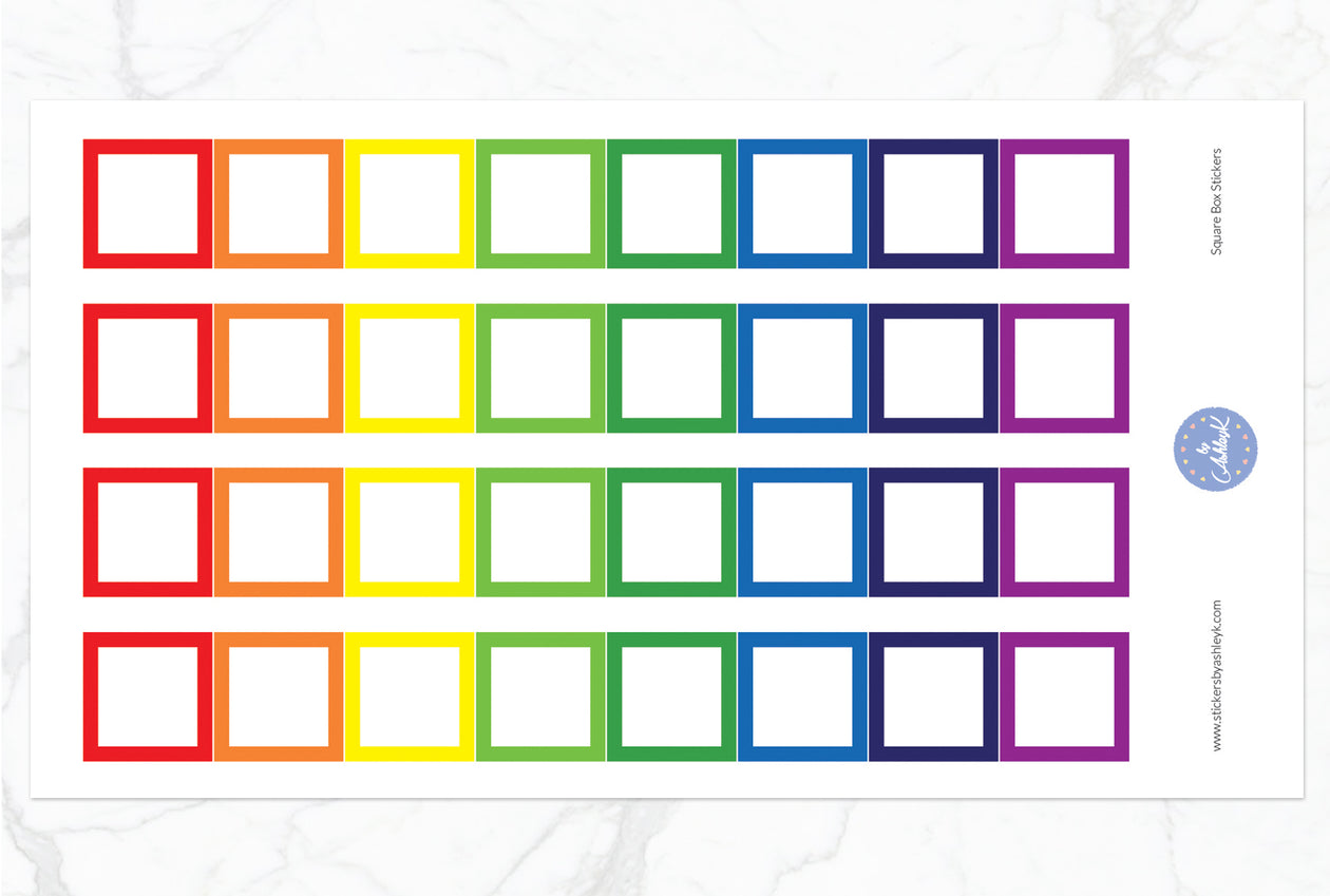 Square Box Stickers - Rainbow