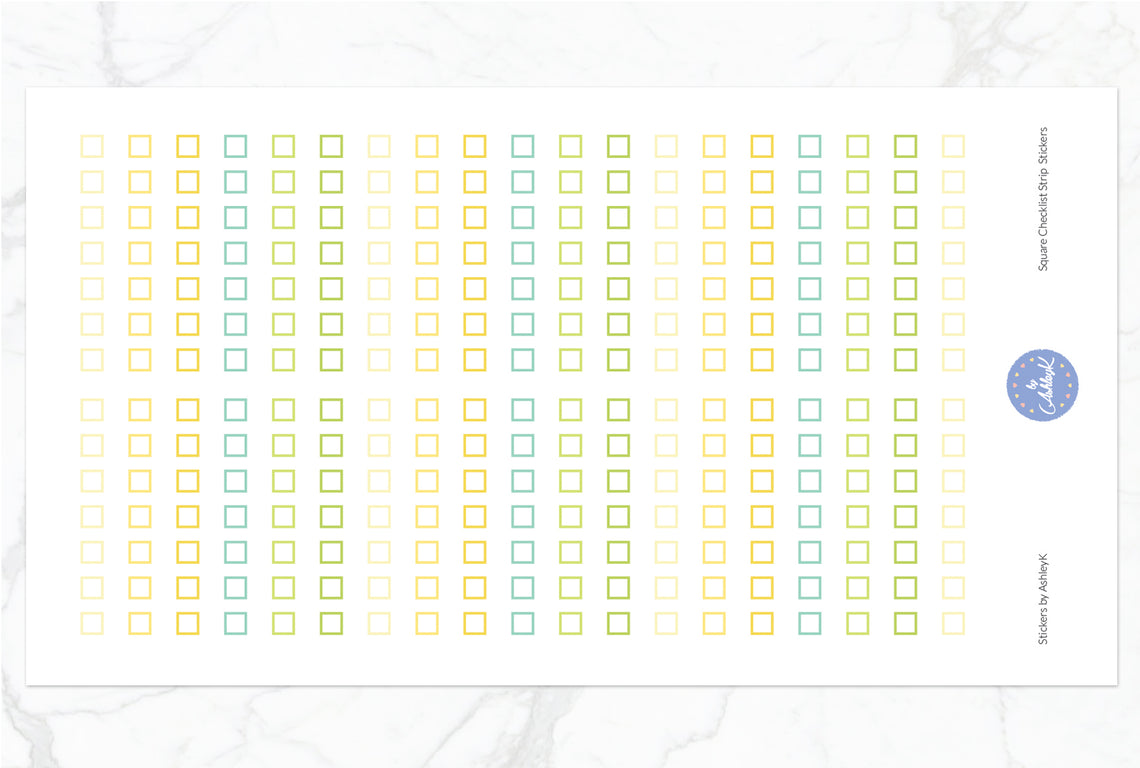 Square Checklist Strip Stickers - Lemon&Lime