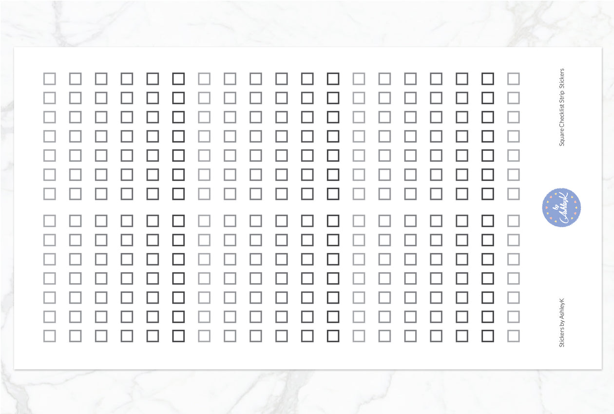 Square Checklist Strip Stickers - Monochrome