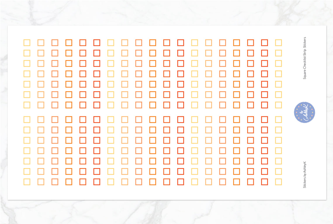 Square Checklist Strip Stickers - Orange
