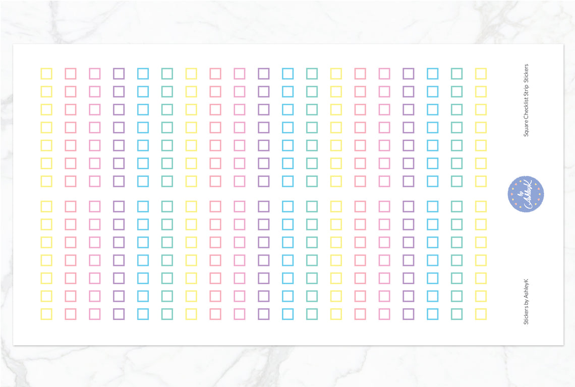 Square Checklist Strip Stickers - Pastel