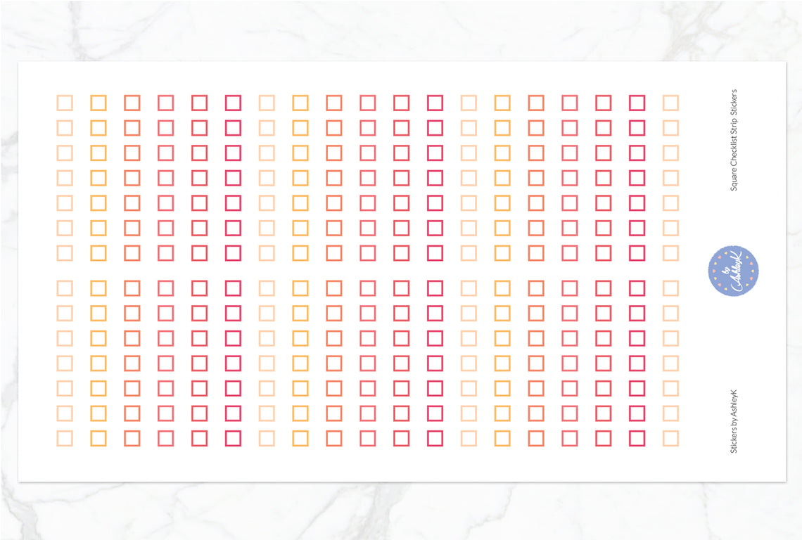 Square Checklist Strip Stickers - Peach