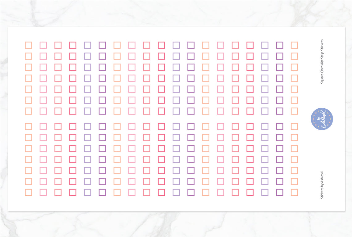 Square Checklist Strip Stickers - Raspberry
