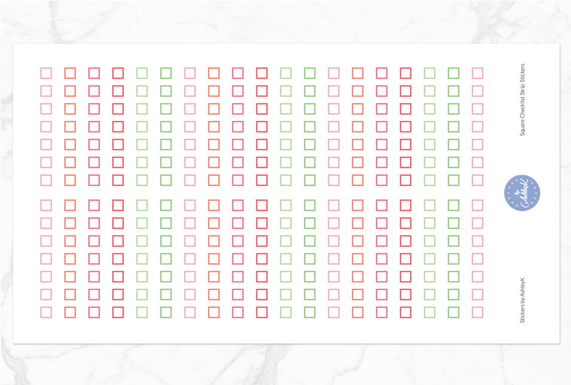 Square Checklist Strip Stickers - Strawberry