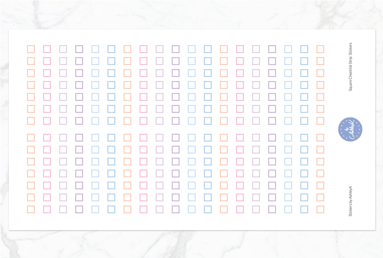 Square Checklist Strip Stickers - Pastel Sunset