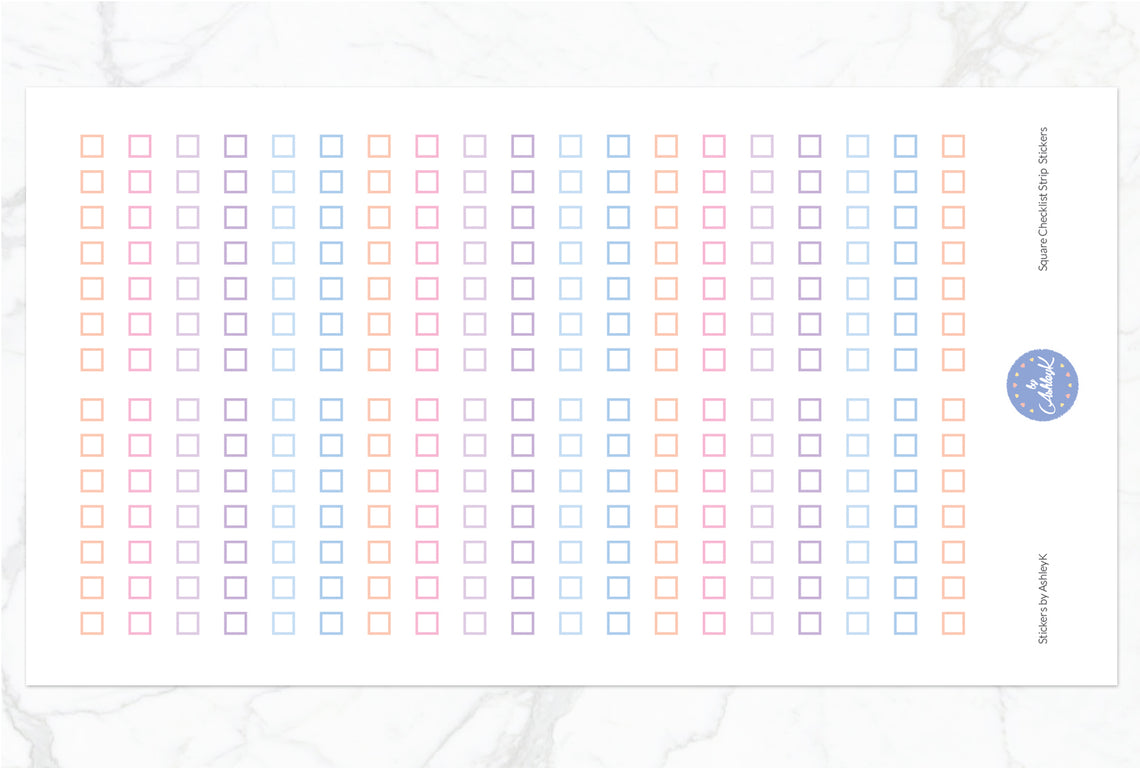 Square Checklist Strip Stickers - Pastel Sunset