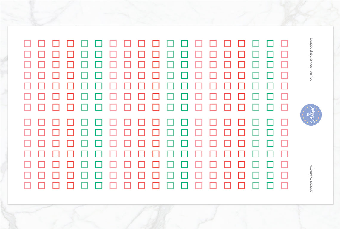 Square Checklist Strip Stickers - Watermelon