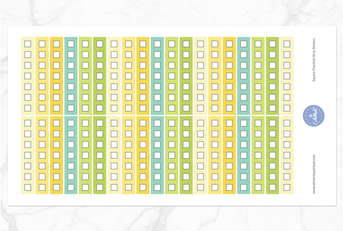 Square Checklist Thin Strip Stickers - Lemon&Lime