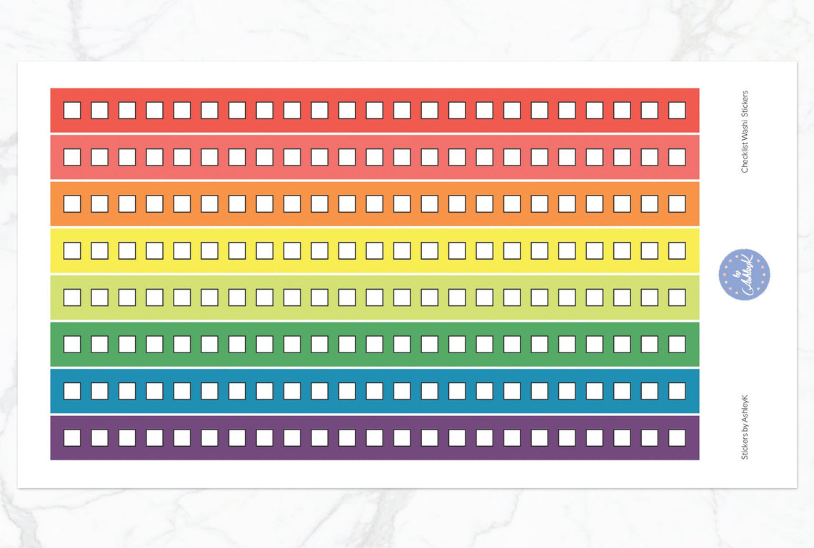 Square Checklist Washi - Pastel Rainbow