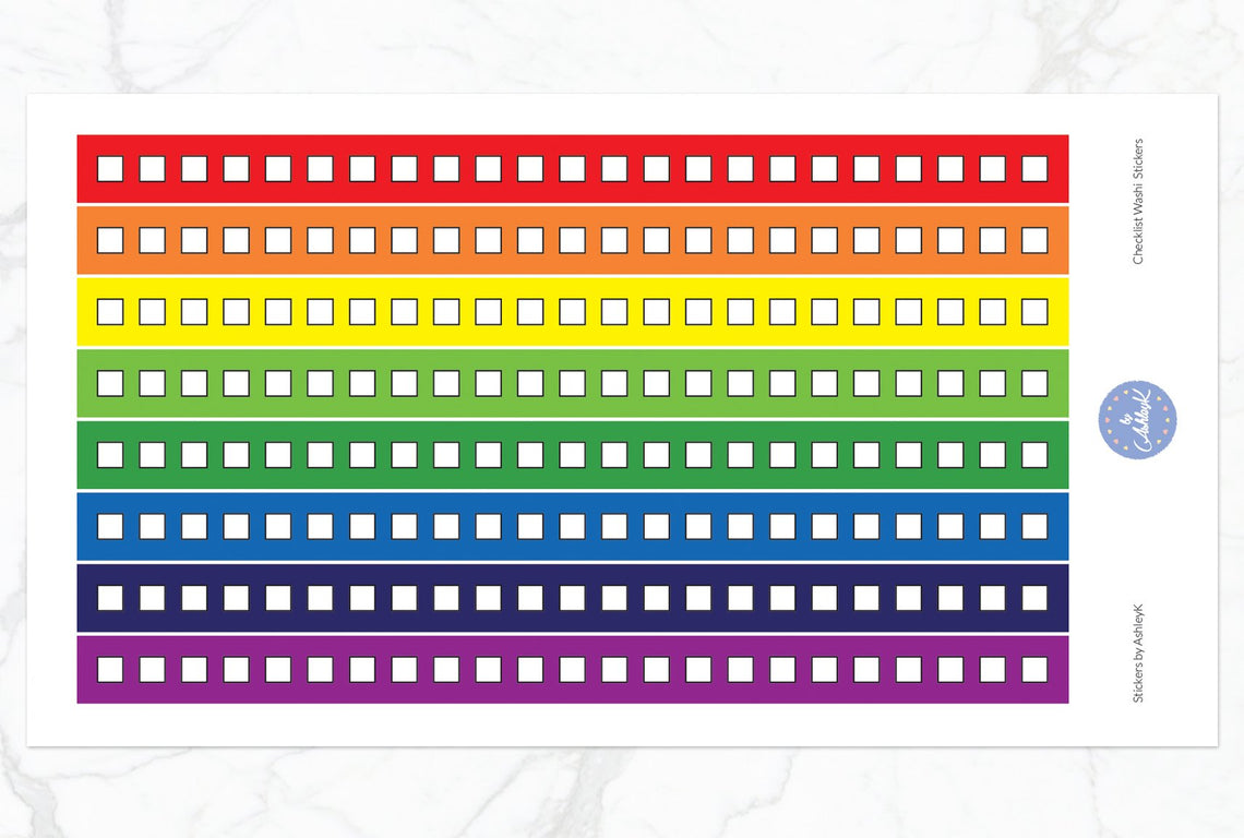 Square Checklist Washi - Rainbow