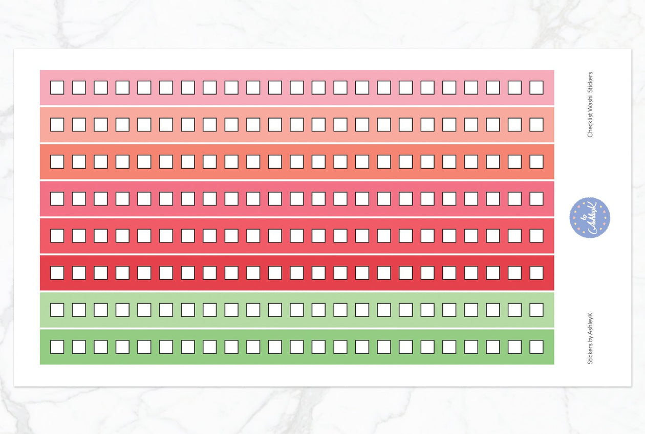 Square Checklist Washi - Strawberry