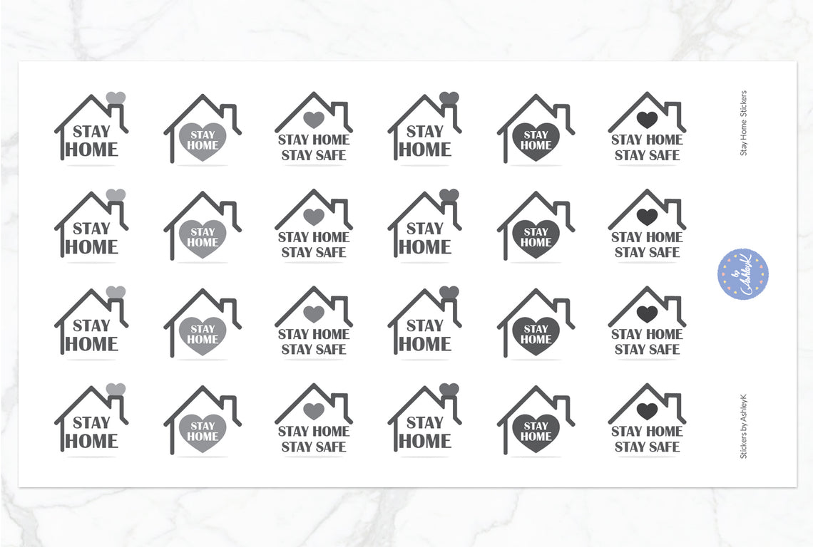 Stay Home Stickers - Monochrome