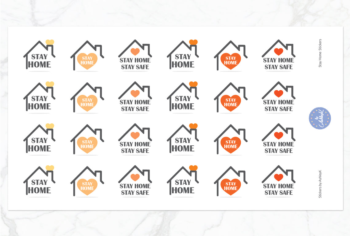 Stay Home Stickers - Orange