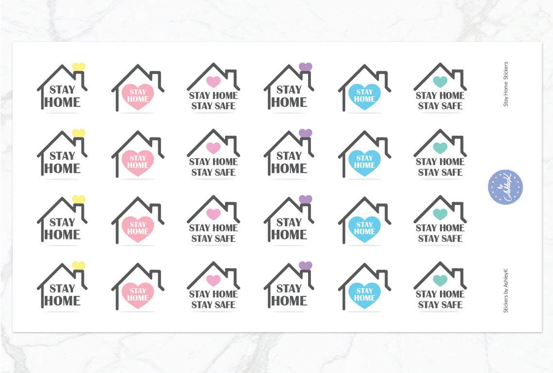 Stay Home Stickers - Pastel