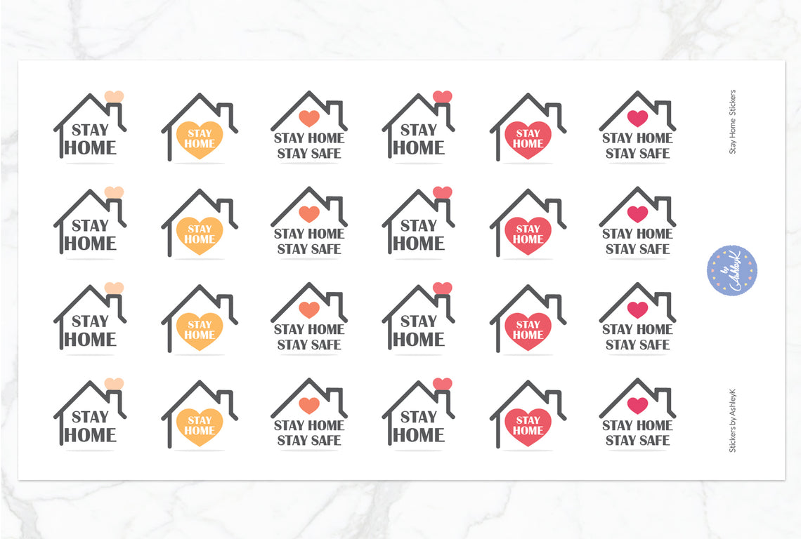 Stay Home Stickers - Peach