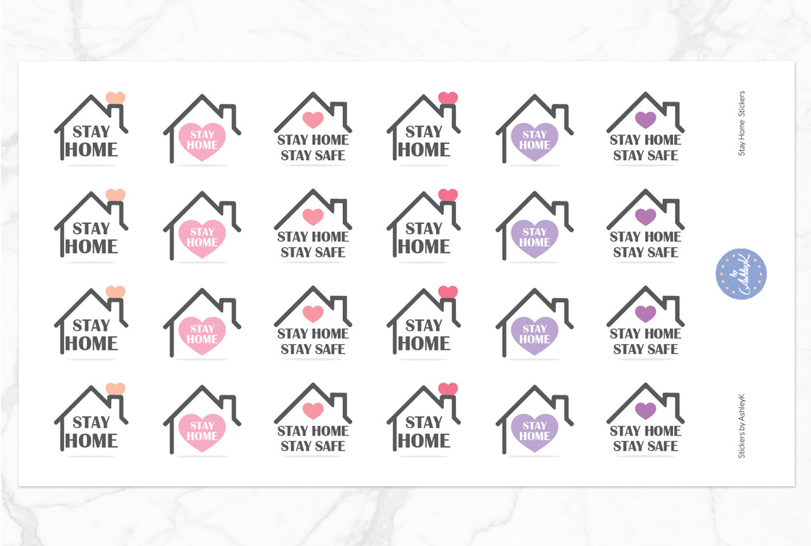 Stay Home Stickers - Raspberry