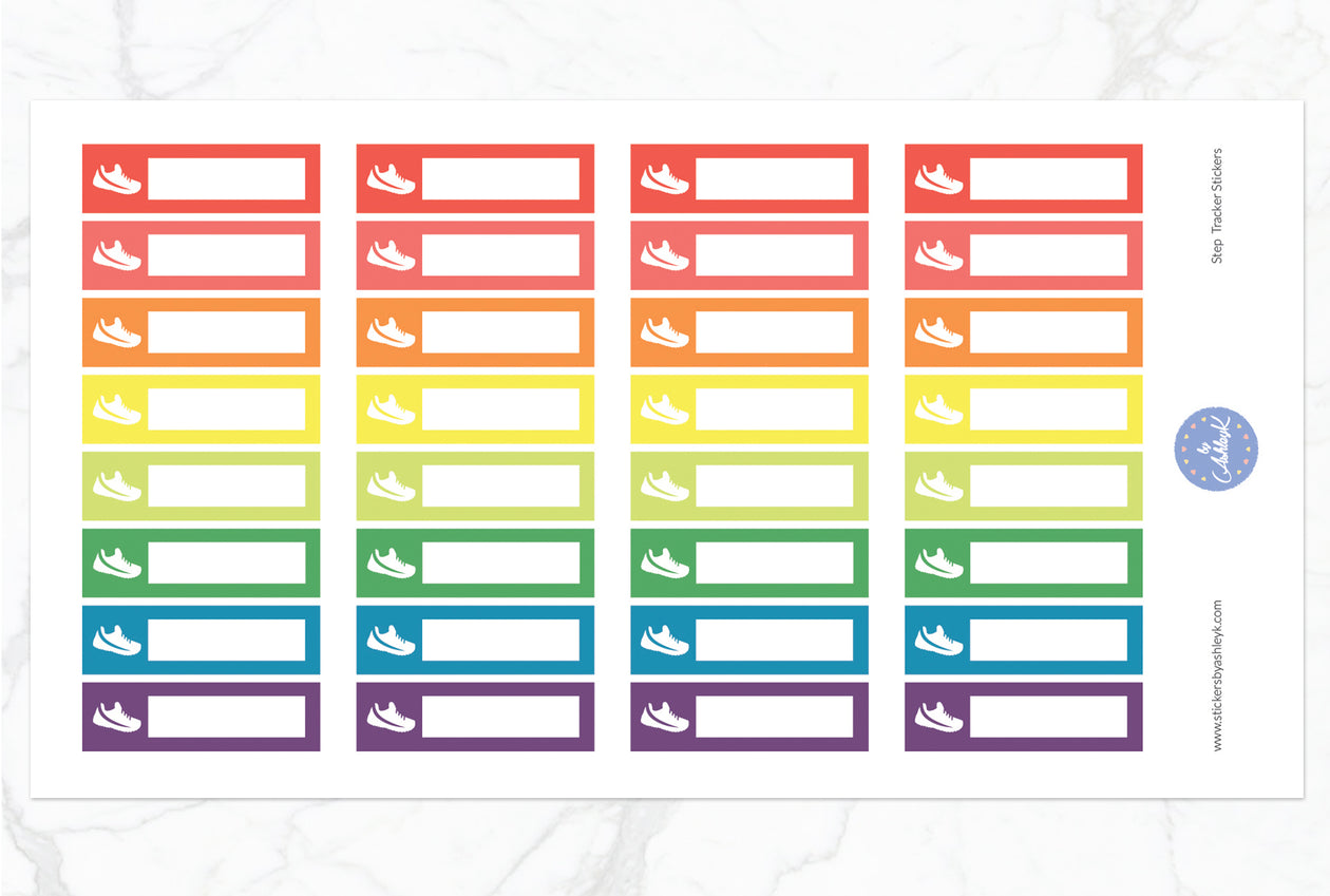 Step Tracker Stickers - Pastel Rainbow