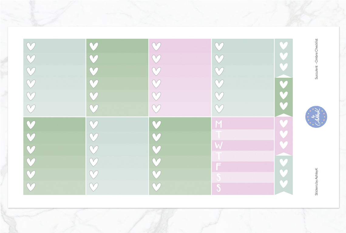Succulent Weekly Kit  - Ombre Checklist Sheet