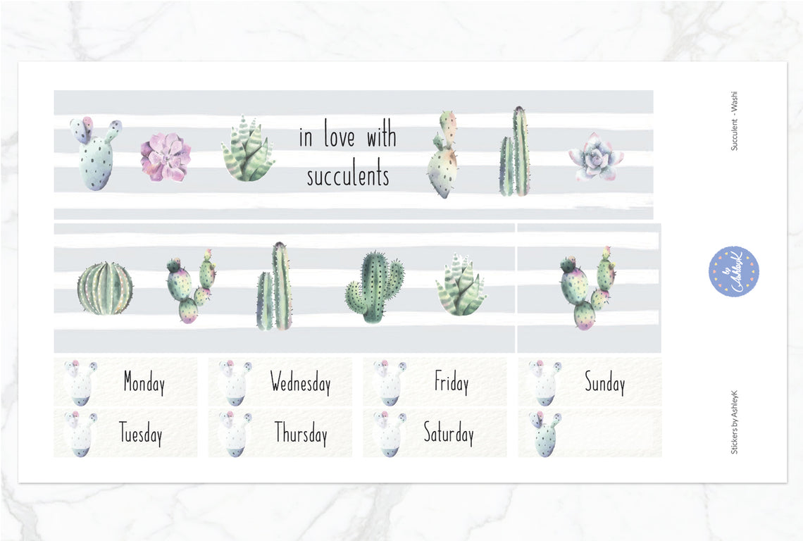 Succulent Weekly Kit  - Washi Sheet