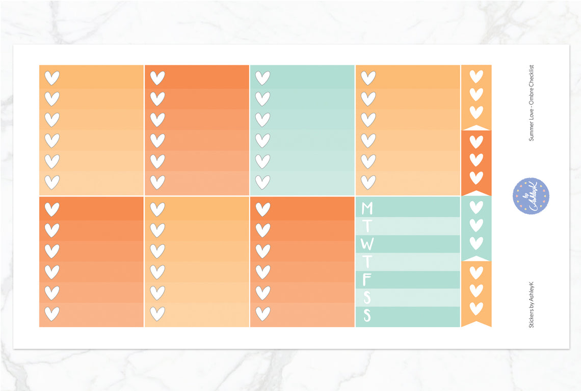Summer Love Weekly Kit  - Ombre Checklist Sheet