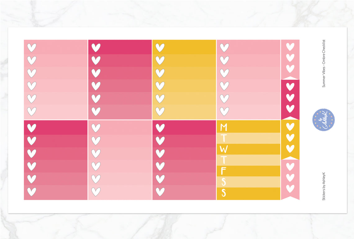 Summer Vibes Weekly Kit  - Ombre Checklist Sheet