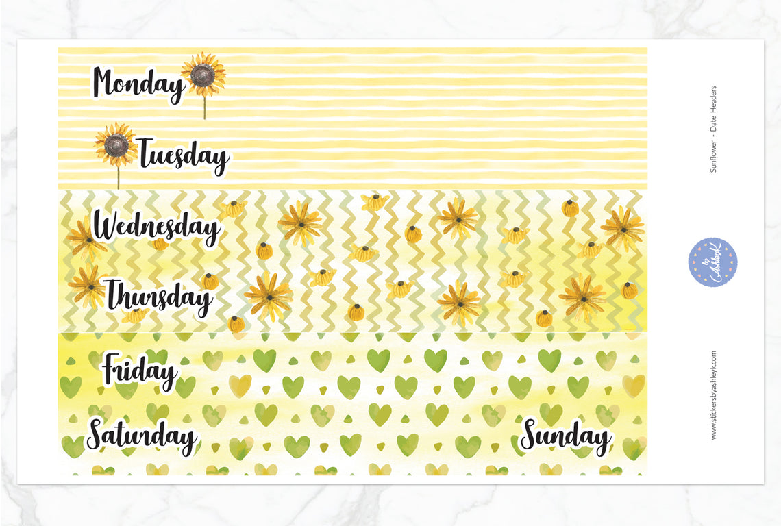 Sunflower Daily Duo Weekly Kit  - Date Header Sheet