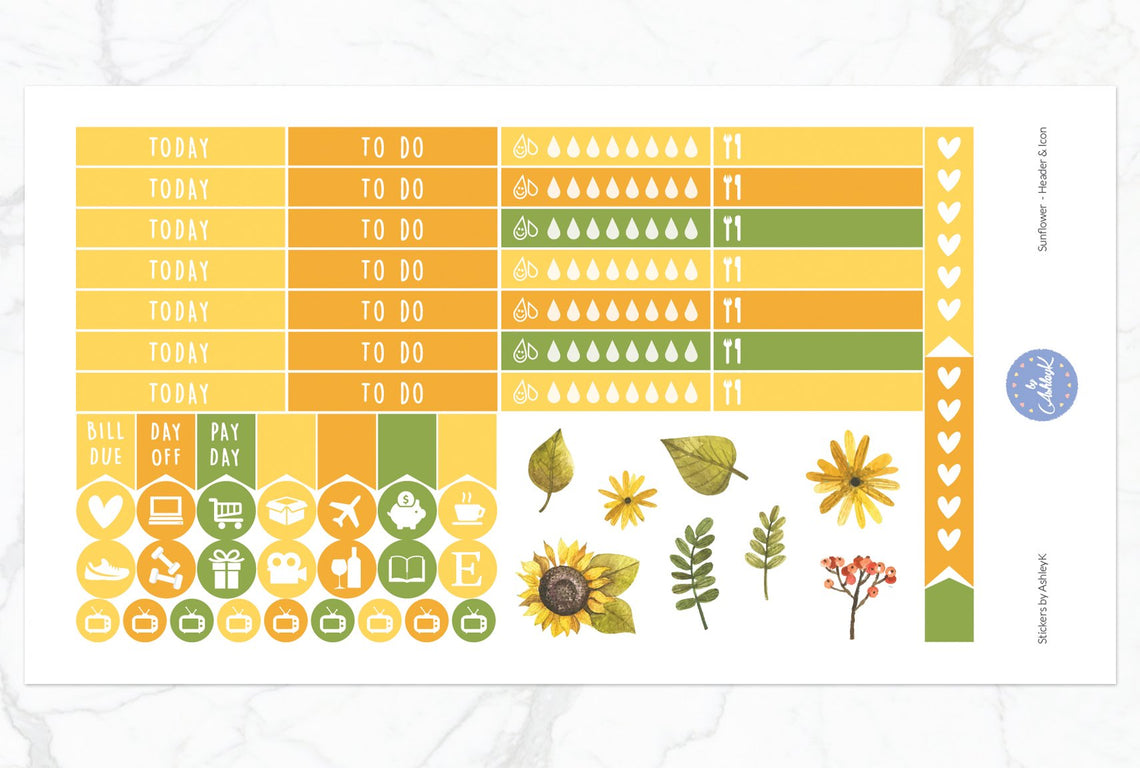 Sunflower Weekly Kit  - Functional Sheet