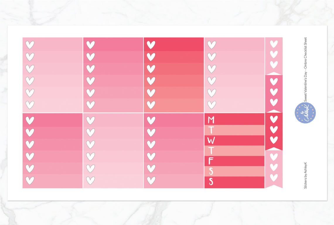 Sweet Valentine's Day - Ombre Checklist Sheet
