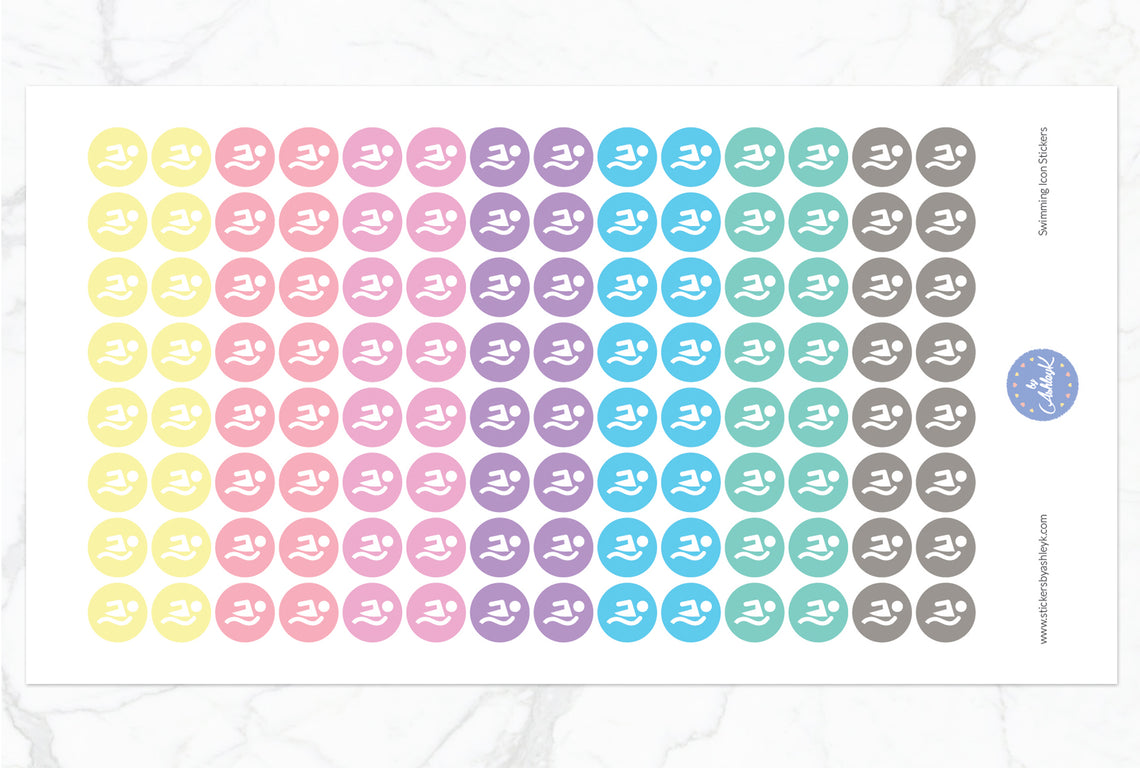 Swimming Icon Round Stickers - Pastel