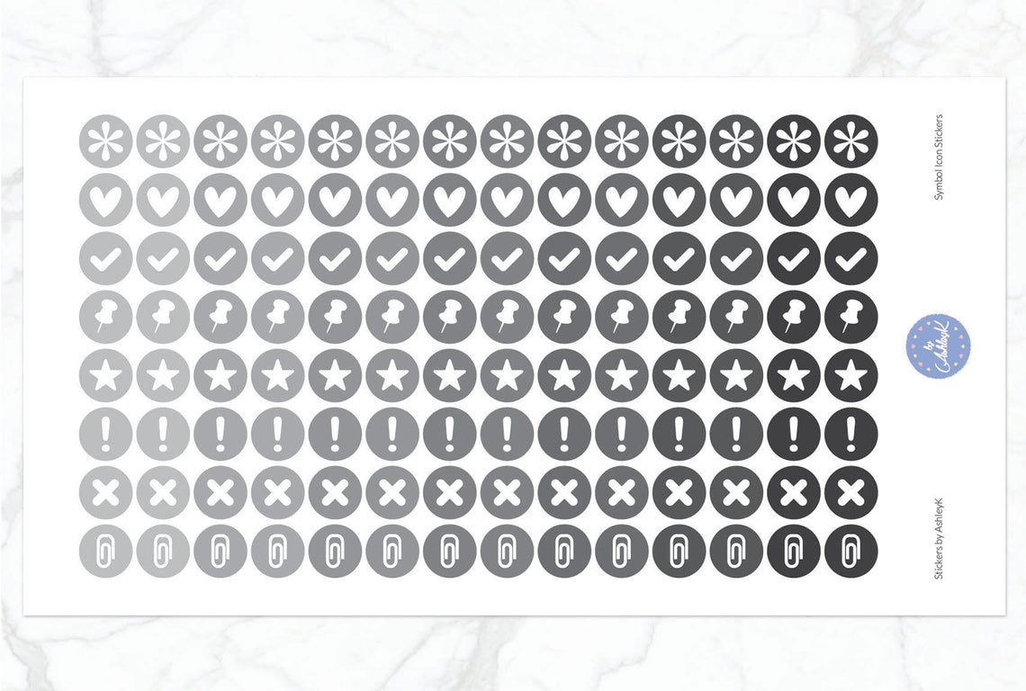 Symbol Icon Stickers - Monochrome