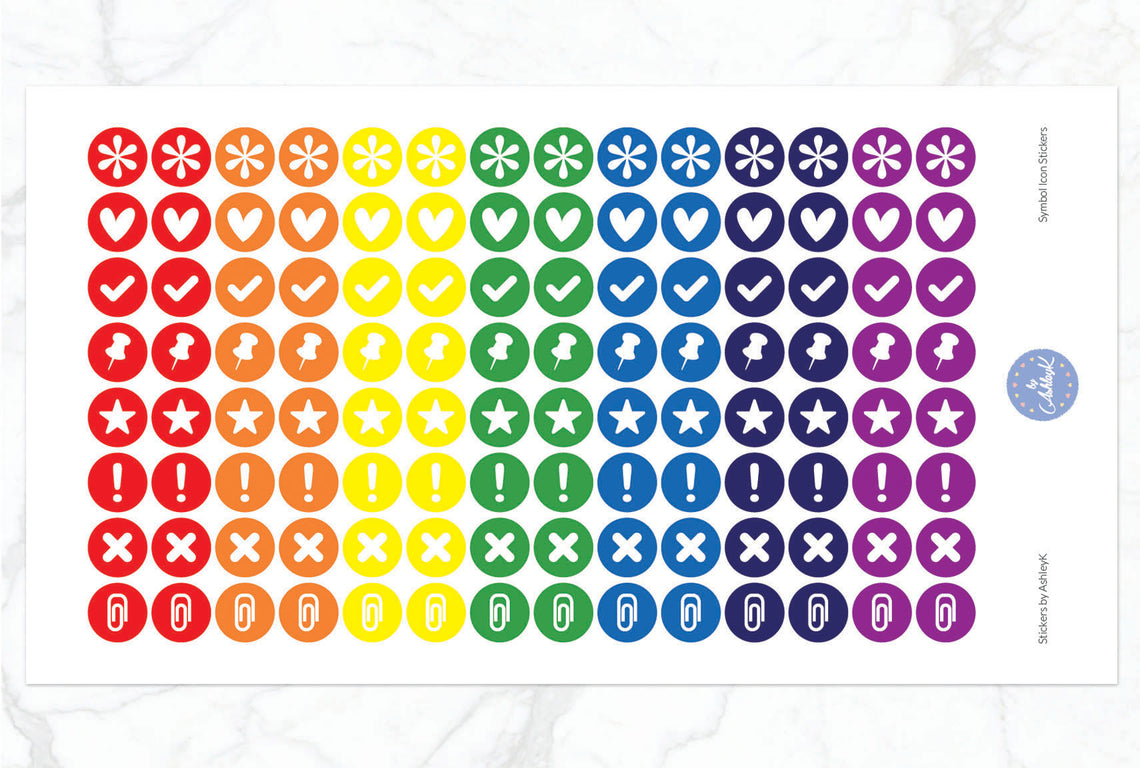 Symbol Icon Stickers - Rainbow
