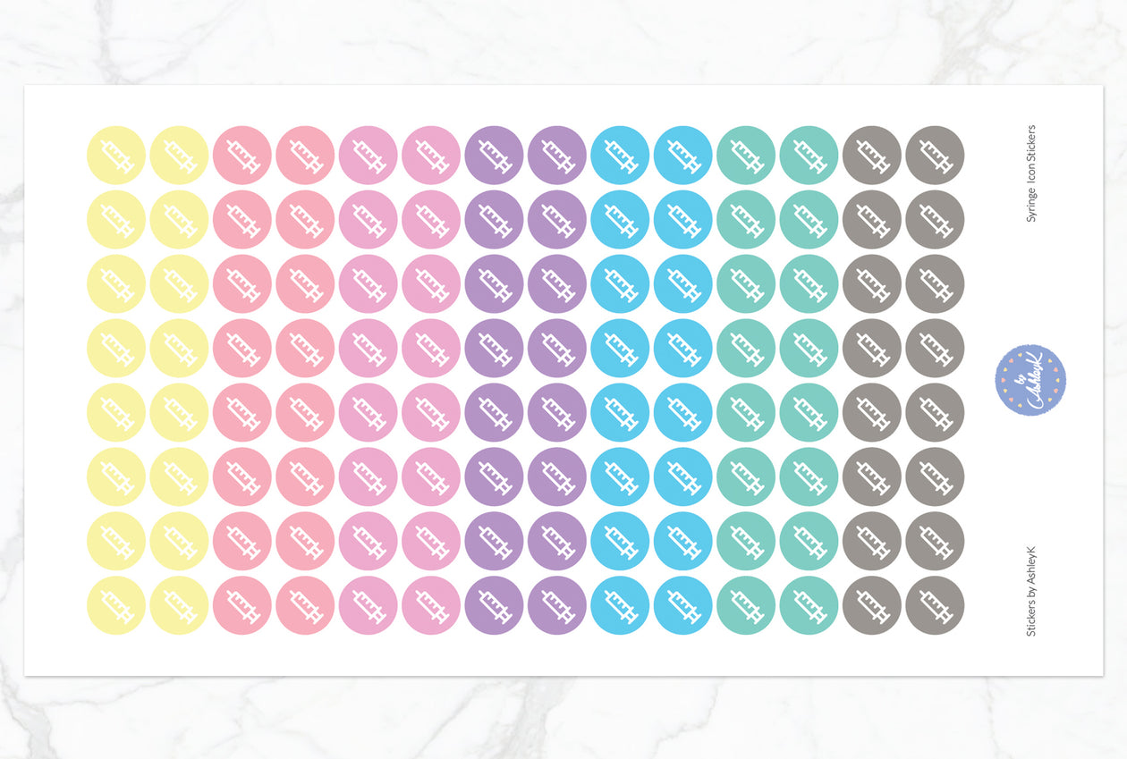 Syringe Icon Stickers - Pastel