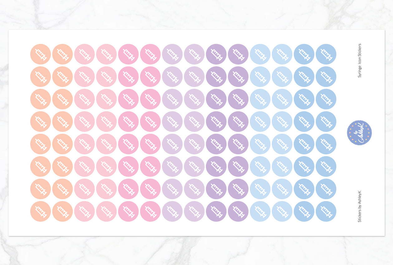 Syringe Icon Stickers - Pastel Sunset