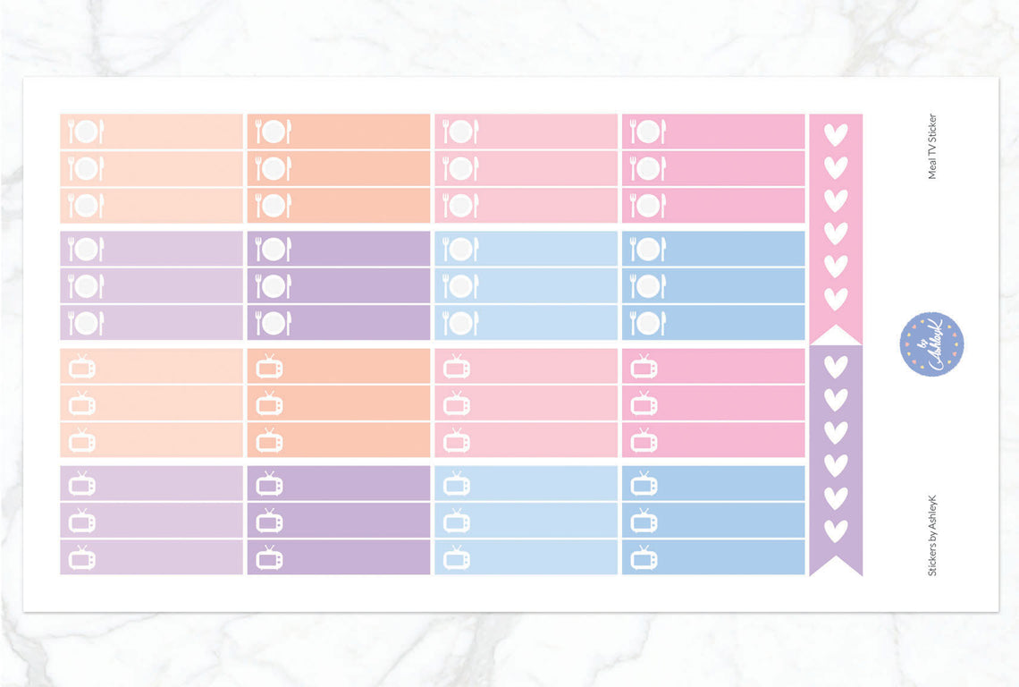 TV and Meal Stickers - Pastel Sunset