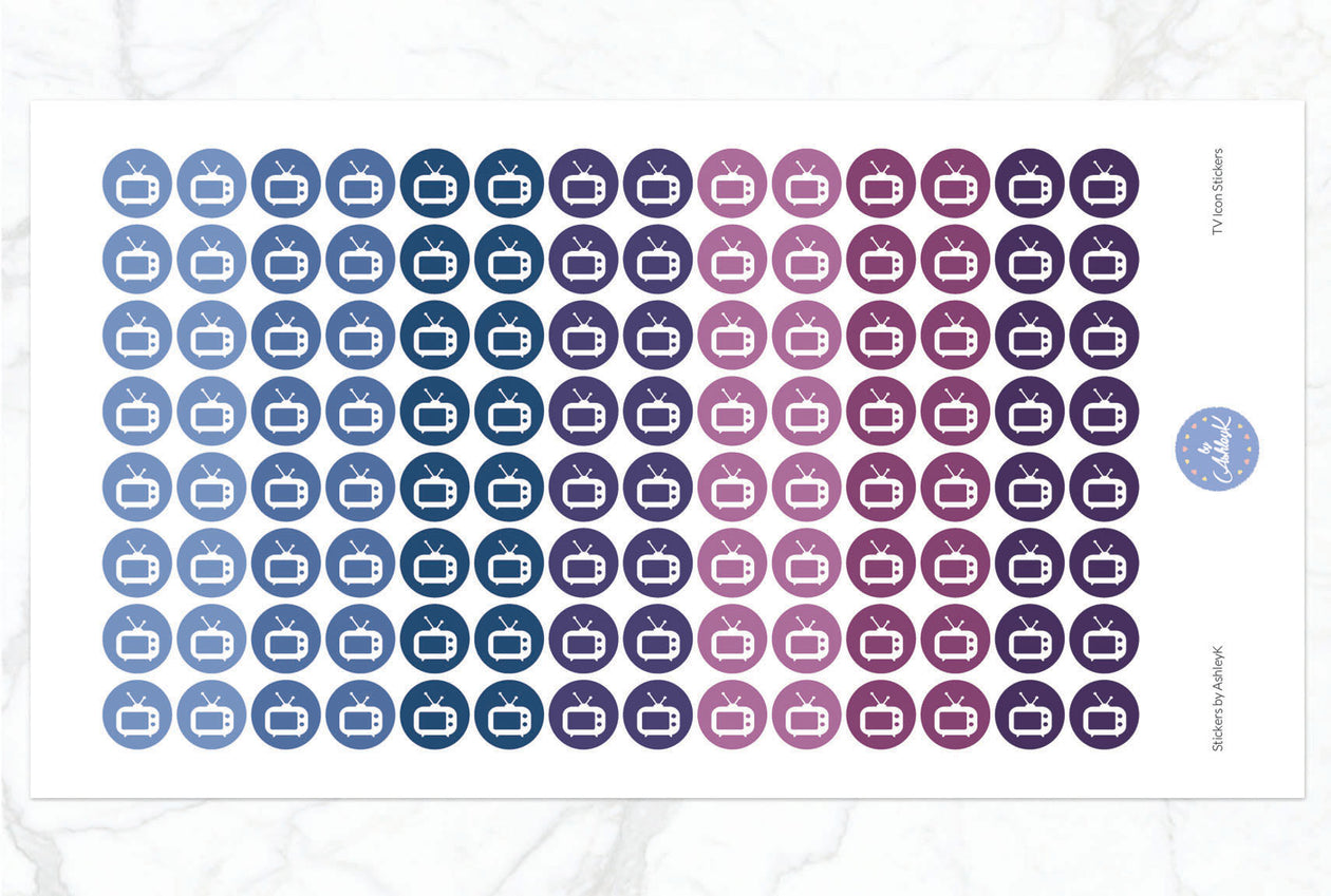 TV Icon Stickers - Blueberry