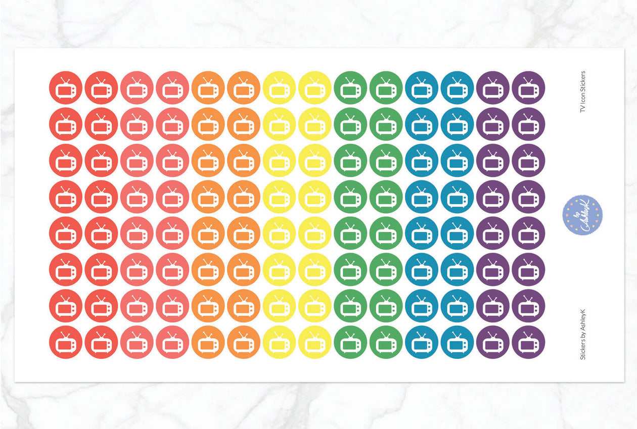 TV Icon Stickers - Pastel Rainbow