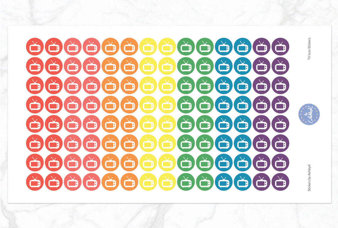TV Icon Stickers - Pastel Rainbow