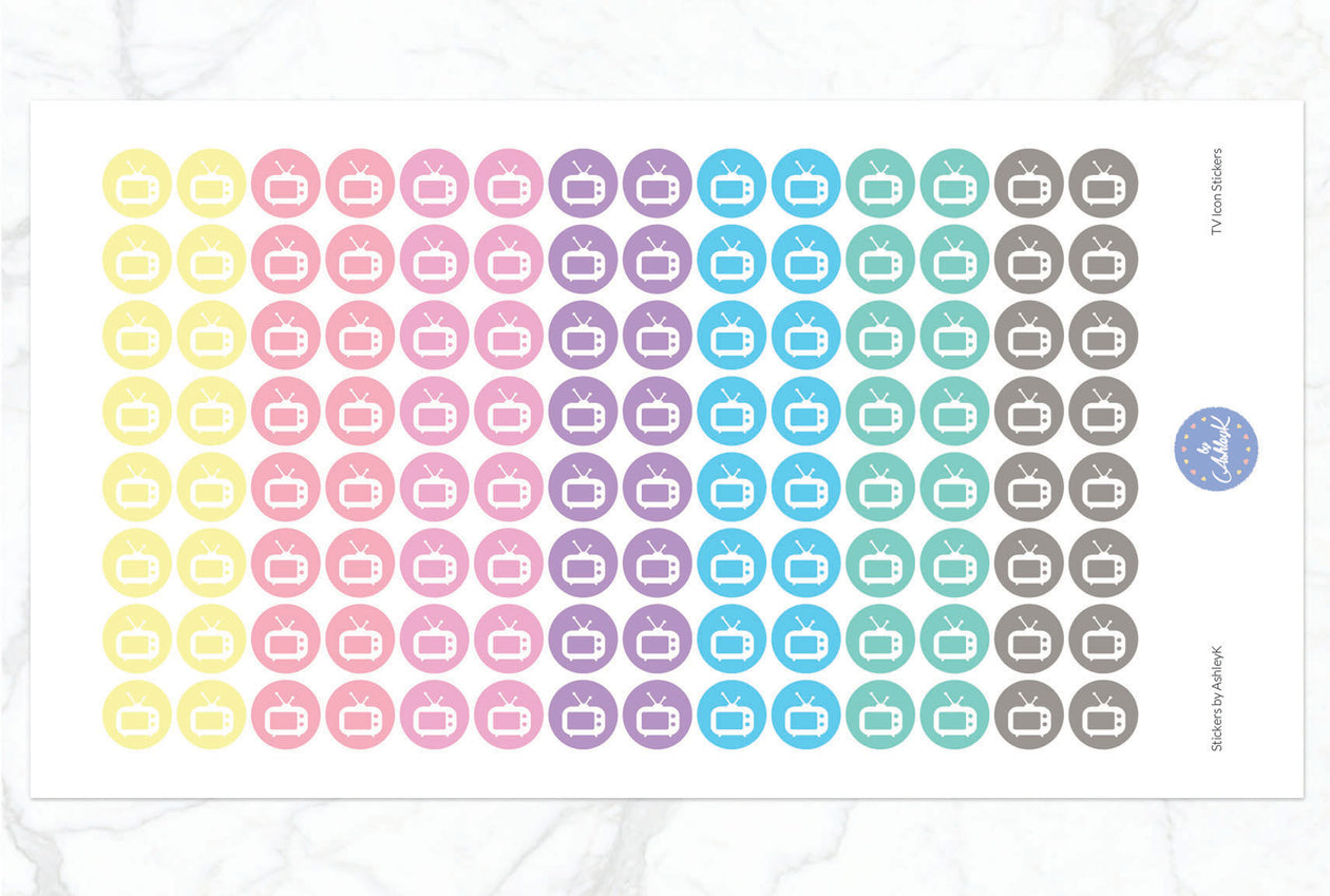 TV Icon Stickers - Pastel