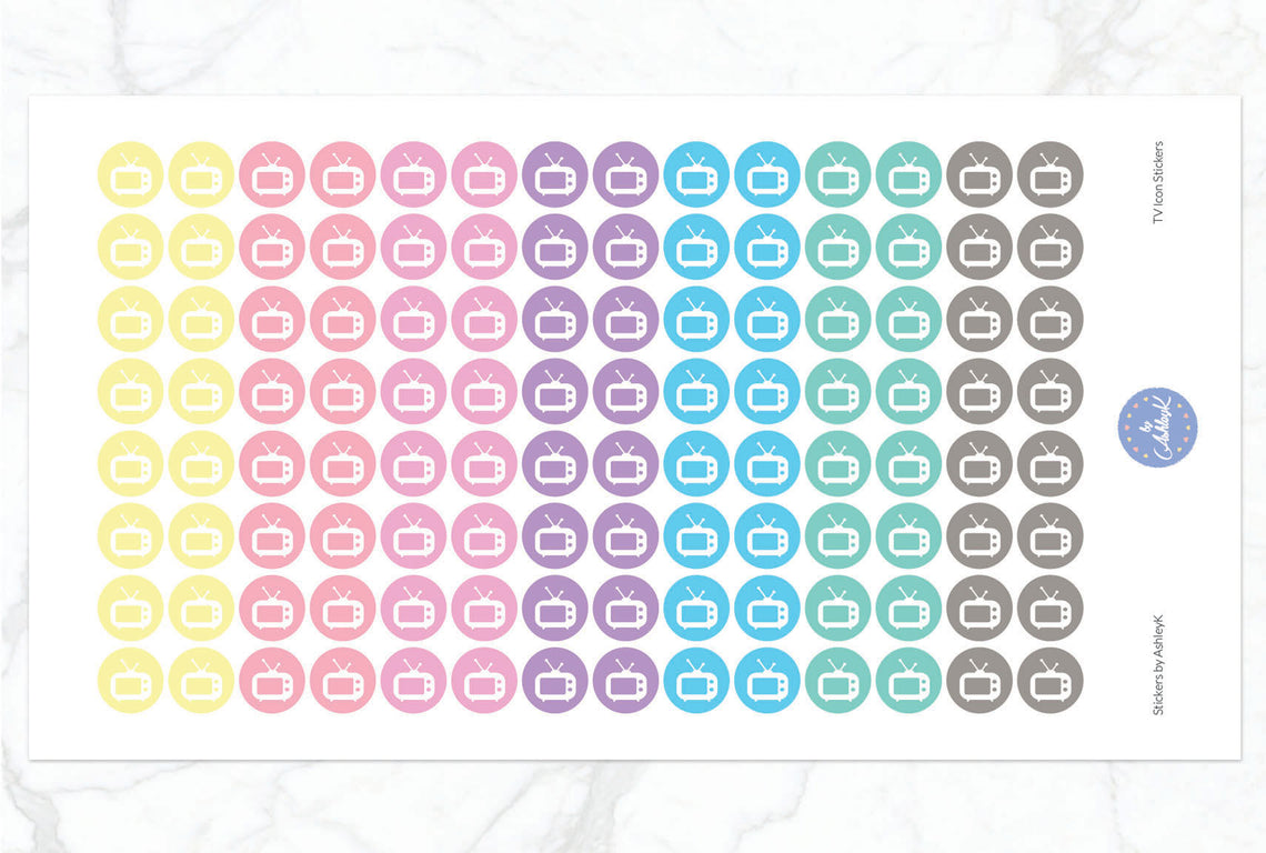TV Icon Stickers - Pastel