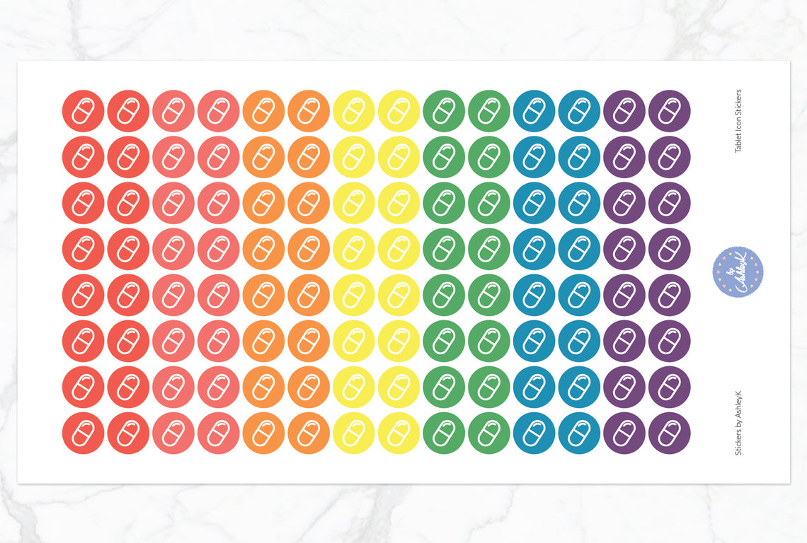 Tablet Icon Stickers - Pastel Rainbow